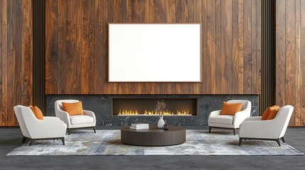 Frame mockup in living room with cozy seating modern design elegant ambiance focus on comfort