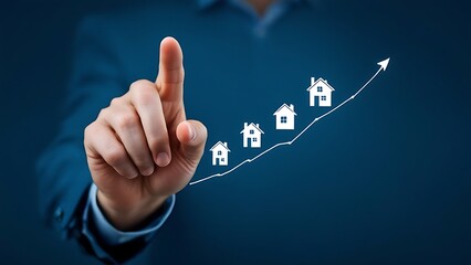 Business hand touching on a real estate graph.