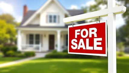 Home For Sale Sign in Front of New House
