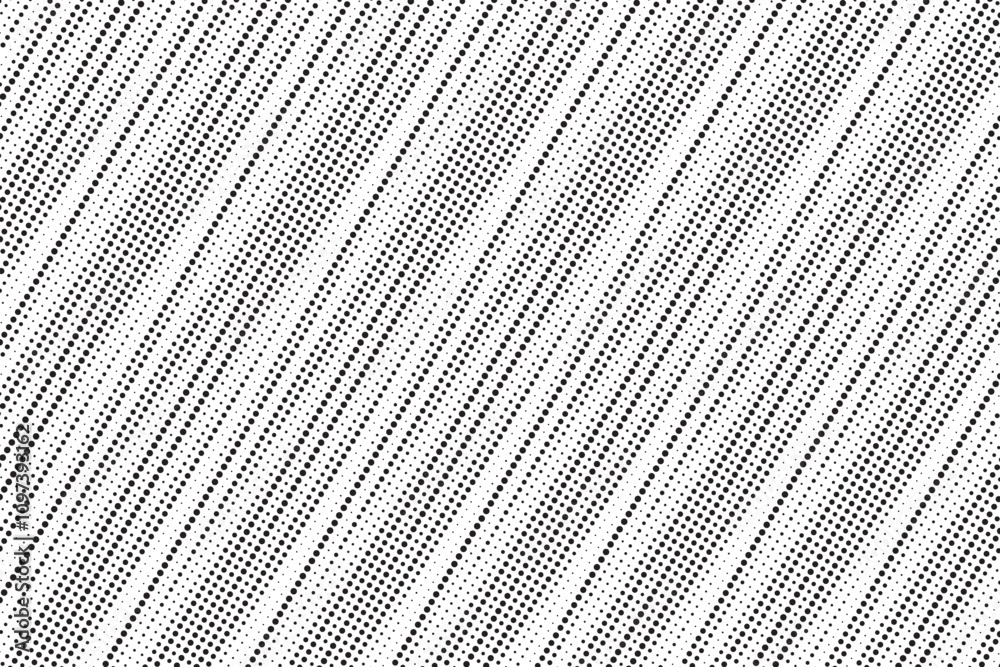 Poster Diagonal, oblique, slanting dots lines, stripes geometric vector pattern. Abstract halftone texture and background. Vector illustration.