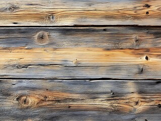 Naklejka premium Aged wood texture with a rough surface and deep grain lines in various shades of brown and black, showcasing natural imperfections and rustic characteristics.