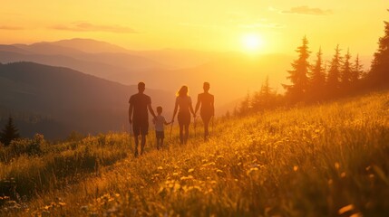 Fototapeta premium couple walking in the sunset