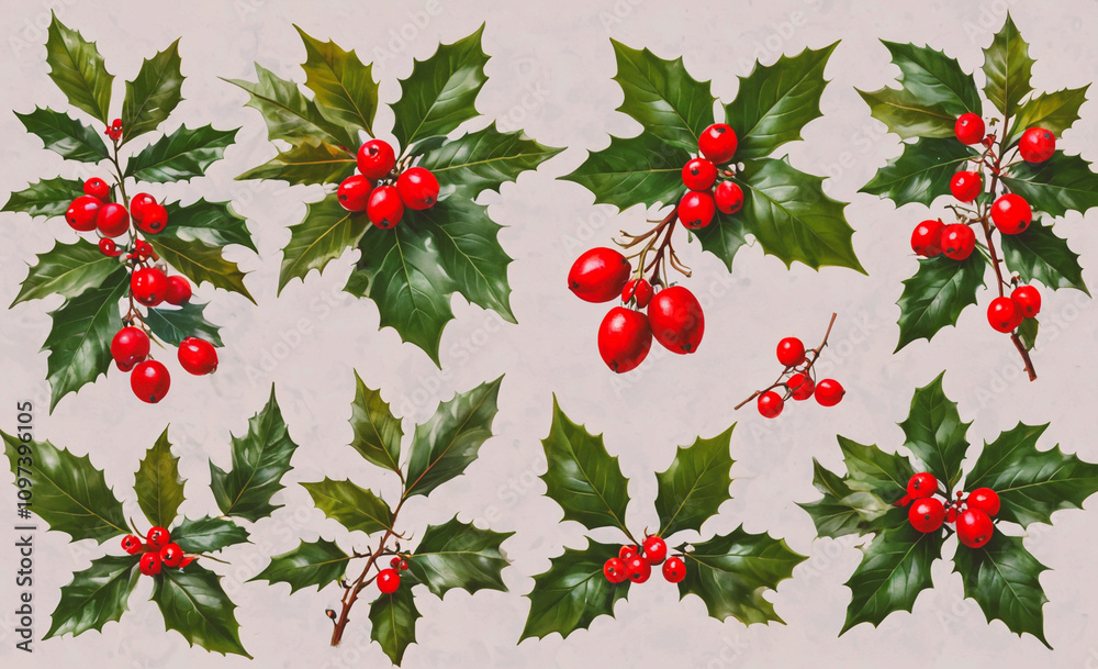 Poster a collection of red berries on a white background. the berries are clustered together and are of var