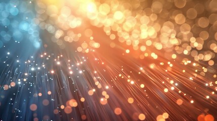 Obraz premium A vibrant abstract background with shimmering lights and gradients in blue and orange hues.