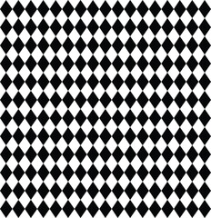 Black and white diamond pattern for decoration and textile design. Harlequin or Diamond Check seamless patterns. Geometric pattern of black and white diamonds.