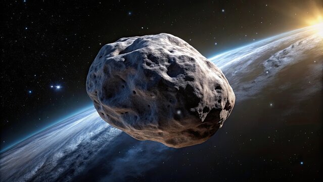 Flying asteroid in space isolated on black background, asteroid, meteorite, space, cosmos, astronomy, celestial