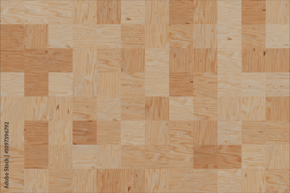 Poster Different Wooden Cube Blocks in Shape of Wooden Board. 3d Rendering