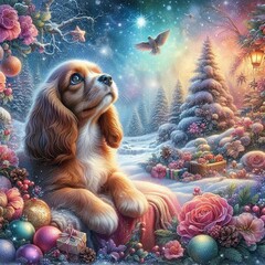 Obraz premium Cocker Spaniel im Winter