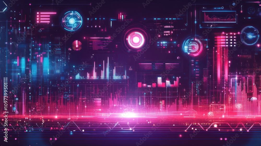 Poster Abstract Digital Interface Showing Data Visualization