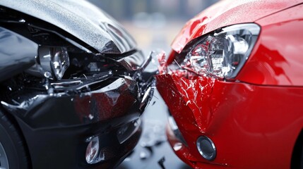 Two Cars in a Collision with Damage Details