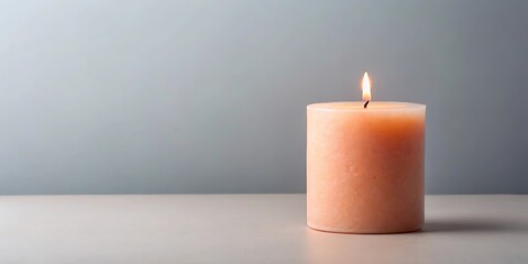 Peach fuzz colored candle on minimal background, peach, fuzz, candle, unlit, minimal, background, modern, trendy, tone, hue