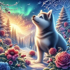 Husky im Winter
