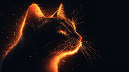 A serene cat face silhouette, ideal for pet-related events, products, or cozy home decor. Perfect for cat lovers or soft ambient designs.