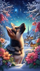 Schäferhund im Winter