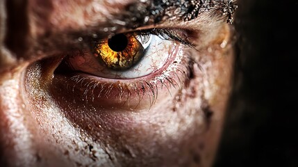 Obraz premium Intense Close-Up of a Human Eye with Unique Texture