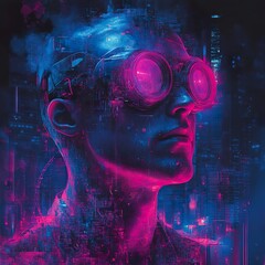 Cyberpunk Visionary: A Futuristic Portrait in Neon Hues