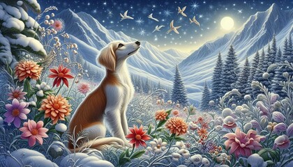 Saluki - Windhund im Winter