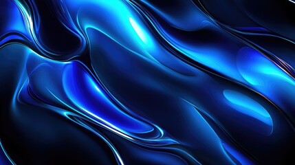 Abstract Blue Liquid Swirls with Glowing Highlights