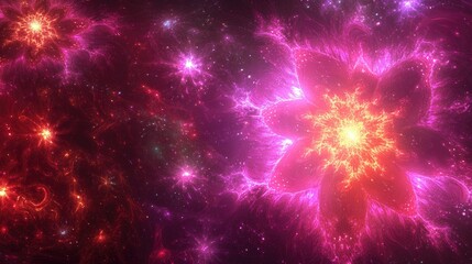 Fototapeta premium Abstract Cosmic Nebula with Glowing Flower-Like Formation
