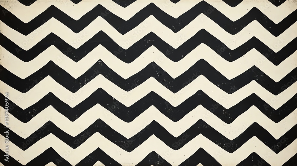 Poster a black and white zigzag pattern with a vintage texture.