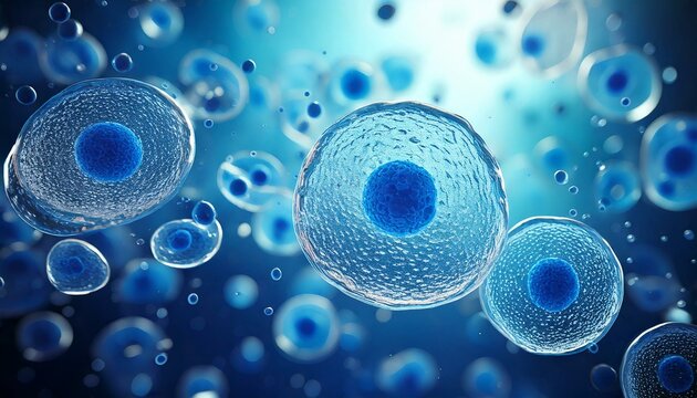 3D Illustration of Microscopic View of Stem Cells. Medical Illustration. 