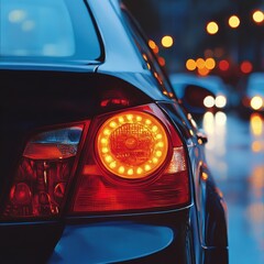 Close-Up of Car Indicator Light at Night