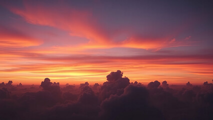 Obraz premium Softly glowing clouds float across a vast expanse of sky at dusk, soft focus, dreamy landscape