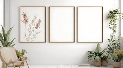 Minimalist Living Room Decor With Botanical Prints And Plants