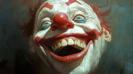 Grotesque grin: A macabre portrait of a painted clown