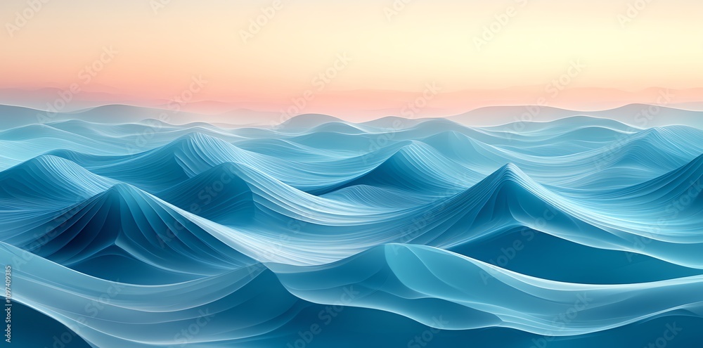 Aufkleber abstract representation of ocean waves under a soft pastel sky.