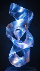 A luminous, twisting sculpture showcasing fluid forms and light interplay.