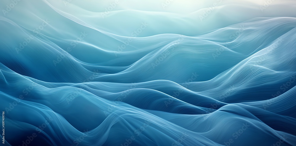 Poster Abstract waves in shades of blue, creating a serene and calming visual effect.