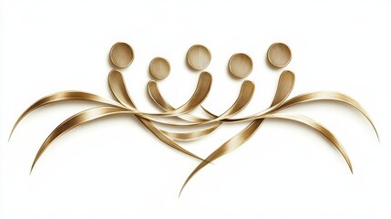 Abstract design of intertwined golden shapes symbolizing connection unity and flow in a modern minimalist design