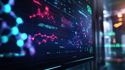 Obraz premium close up shot of high tech computer screen display