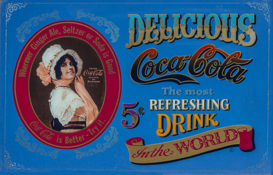 Vintage Coca-Cola Advertisement - Delicious Refreshing Drink for 5 Cents