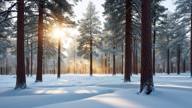 winter forest in the morning
