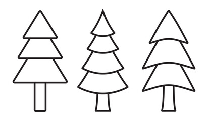 Simple Christmas tree icon in black outline