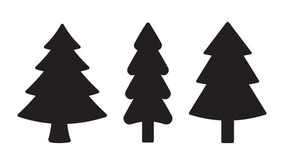 Christmas or Pine tree silhouette set collection vector illustration