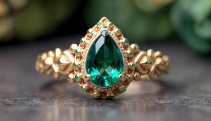Vintage Filigree Emerald Engagement Ring