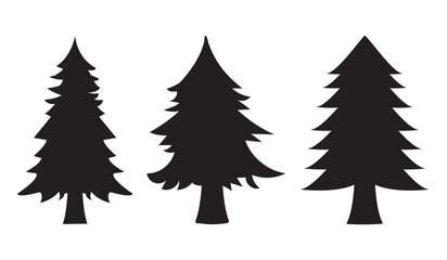 Christmas or Pine tree silhouette set collection vector illustration