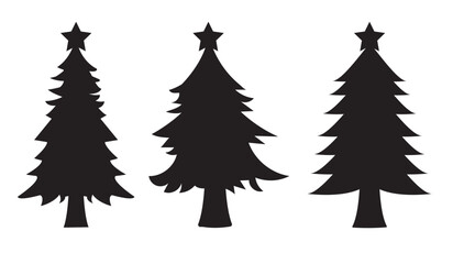 Obraz premium Christmas or Pine tree silhouette set collection vector illustration