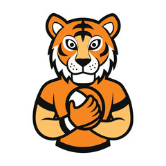 A dynamic logo featuring a fierce tiger gripping a football, showcasing strength and agility. Perfect for sports teams or events, symbolizing power, determination, and competitive spirit.
