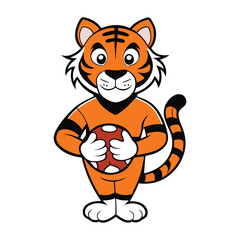A dynamic logo featuring a fierce tiger gripping a football, showcasing strength and agility. Perfect for sports teams or events, symbolizing power, determination, and competitive spirit.