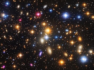 Fototapeta premium A stunning view of a galaxy cluster filled with stars and distant galaxies.