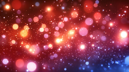 Colorful bokeh lights create vibrant and dreamy background, blending warm and cool tones. This abstract design is perfect for various creative projects