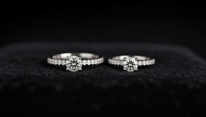 Platinum Solitaire Diamond Rings on Velvet