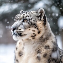 Obraz premium Majestic Snow Leopard in Winter Wonderland