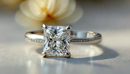 Flawless Princess Cut Engagement Ring Close-Up