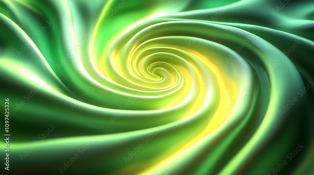 Aufkleber A swirling pattern of green and yellow fabric, creating a dynamic and vibrant visual effect.