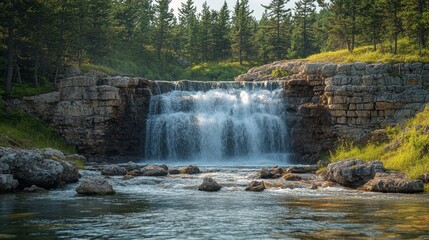 Obraz premium beautiful waterfall in the background